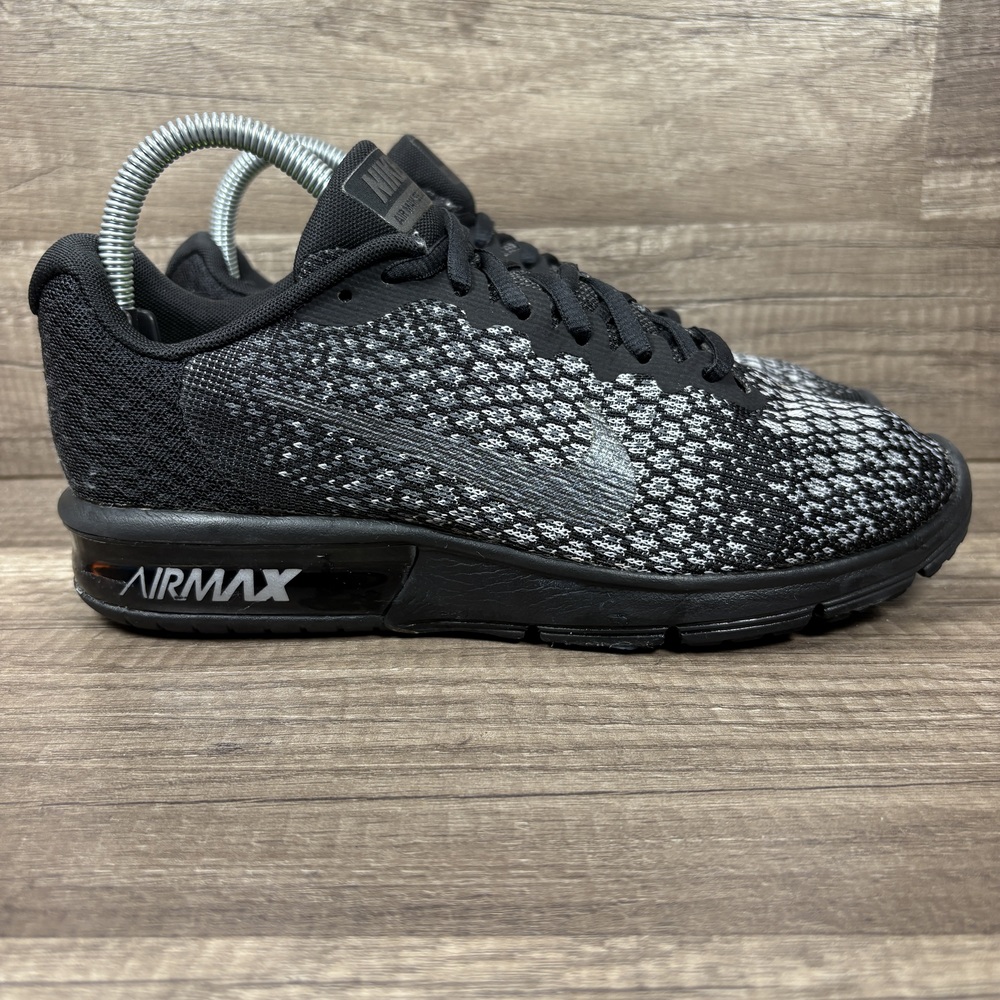 Nike Air Max Sequent 2 Black Gray Womens US Size 8 852465-010 Running Shoes